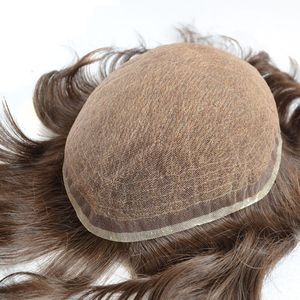 Homens Toupee Swiss Lace Completa Lace Wig Remy