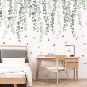 Nordic style Rattan Leaves Wall Stickers for Living room Bedroom Eco-friendly Vinyl Wall Decals Art Home Decor Stickers for Wall 210929