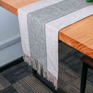 Corredores de mesa modernos com tassel 33x180cm poliéster mesa de linho tampa de mesa nórdico mesa de toalha de mesa home decor casamento suprimentos 211117