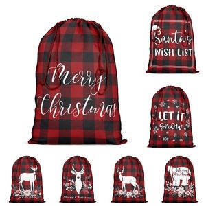 Julklaid Presentväskor Reindeers Kontrollera tryckta Santa Claus Kids Candy Bag Xmas Drawstring Sack Party Festivt Tillbehör Dekoration 48 * 64cm 40 ColorCGY161