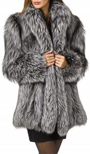 Luxo Gire para baixo Peles Colar Furry Faux Pele Casaco de Pelúcia Casaco de Inverno Plus Size Faux Peles Jacket Thick Warm Women Roupas 211213