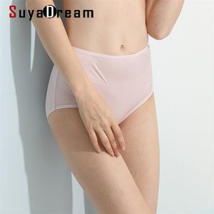 Suyadream 2pcs / lot Women Panties 100% Natural Silk Briefs High-Rise Underkläder Hälsa Underbyxor Everyday Wear Intimates 210730