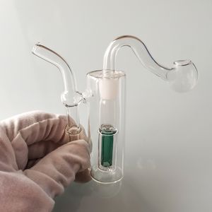 Mini smalll 10mm Glass Hookah Smoking Pipe Smoke Shisha Diposable Glass Pipes Oil Burner Tobacco Bowl Ash Catchers Bong Percolater Bubbler Lakegreen Transparent