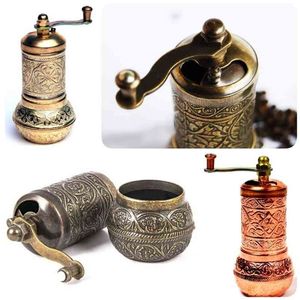 Turkish Copper Pepper Coffee Spice Salt Grinder Hand Mill Traditional Handmade 4.3 inch Kitchenware Gift Decorative Embroidered 210611