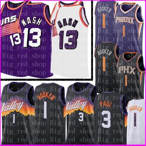 Retro siatki Steve 13 Nash Jersey Devin 1 Booker Chris 3 Paul Koszulki Mężczyźni Koszulki Koszykówka Koszulki Hafty Logos