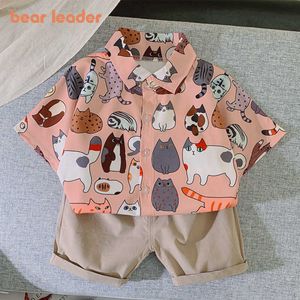 Bear Leader Kids Baby Cartoon Animals Print Clothes Fashion Summer Boys Casual Shirt And Shorts Outfits Infant Suits 210708