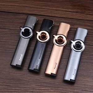 Aomai Web Celebrity Lighter Creative Rotary Switch Windproof Round Hole Blue Flame Straight Metal Plating Personality Men's Gift For Cigar Torch Custom LOGO