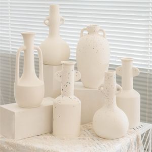 Vaso per fiori in ceramica alla moda con decorazione nordica, rustico, per la casa, estetica, bianco, per 211215