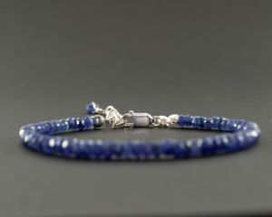 Perle de pierres précieuses bleues Saphir, bijoux en argent sterling 925, bracelet de naissance de septembre, fabriqué à la main en Turquie