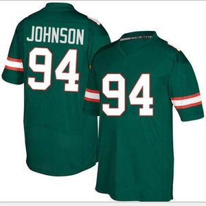 Man Lady and Youth orange MIAMI HURRICANES #94 DWAYNE JOHNSON real Full embroidery Jersey Size S-5XL or custom any name or number jersey