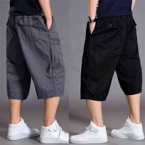 Duże rozmiary Mężczyźni Casual Shorts Sport Summer Streetwear Cargo Spodenki Cienkie Luźne Długa praca z kieszeniami Roupas Mens Odzież XX60MS 210720