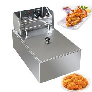 Elektrische Fritteuse, multifunktional, für Haushalt und Gewerbe, Edelstahl, Grill, Bratpfanne, Pommes-Frites-Maschine, Hot Pot, 6 l, 2,5 kW