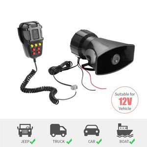 7-Sound Loud Araba Uyarı Alarm Hoparlör Polis Yangın Siren Hava Horn Bugle PA 12 V Ses Sinyal Megafon Kamyon Van Oto Motosiklet Için