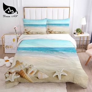 Dream NS Beach Shell Art Pościel Home Tekstylia Zestaw Królowa Queen Bedclothes Duvet Pokrywa Pościel Zestaw Pościel Ropa de Cama 211007