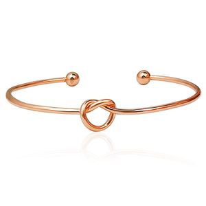 Simple Knot Heart Cuff Bangle Bracelets DIY Rose Gold Black Hand Accessories Jewelry for Women mix color