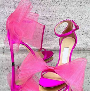 Utmärkt kvalitet Bridal party bröllop av i genomsnitt sandaler skor !! Kvinnor Aveline Stiletto-Heel Pumps Bow Mesh Läder Sexiga High Heels EU35-43