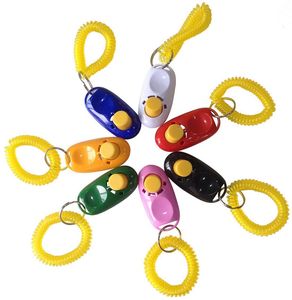 Pet Click Trainer Dog Training Clicker And Whistle Combination Repeller Aid Key Ring Wrist Strap DH3600