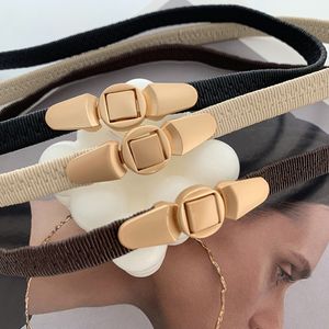 Mode Elastiska Kvinnor Bälten Casual Gold Metal Buckle Waistband Dress Sweater Strap Belt för Lady Waistband