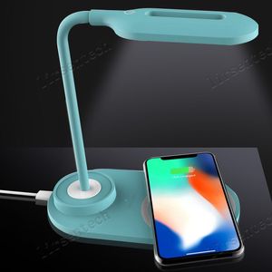 2 In 1 Led Table Desk Lamp Qi Wireless Charger Multi-function Reading Light With Dc 5v Usb Charging Port For Mobile Phone Charge Free Ship