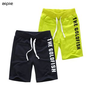 Kinder jungen Shorts Marke Mode Druck Buchstaben 100% Baumwolle Elastische Taille Shorts Für 4-10 jahre kinder tragen 210308