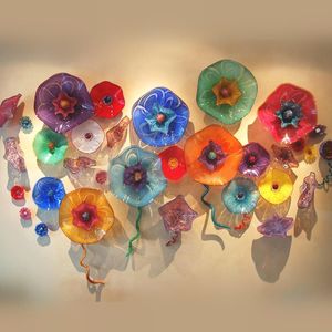 Włochy Design Wall Art Decor Lampa Murano Szklane talerze 2 lub 3 Layer Luksusowy Craft Nowy Sklep Dekoracji Kwiat Płytki od 15 do 35 cm