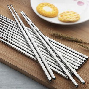 Chopsticks 10 Pairs Stainless Steel Square Anti-slip Mildew Proof Kitchen Tool