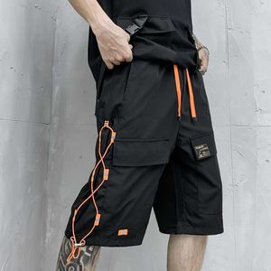 2021 Summer Half pants men cargo short Black color High street Korean style X0705