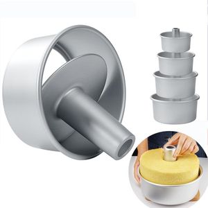 Bakmögel Chiffong Cake Tin Mögel 6/8 / 10Inch Aluminium Alloy Pan Avtagbar Bottom Hollow Chimney DIY Tools