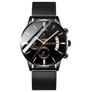 Saatı Moda erkek Kuvars Saatler 2021 Lüks Tasarımcı Erkekler Üst Marka Ünlü Çelik Su Geçirmez Adam İzle Spor Mesh Siyah Saat