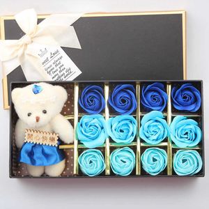 Seifenblumen-geschenkbox großhandel-Mode Valentinstag Tag Muttertag Geschenk Rose Seife Blume Geschenkbox Kreative Rosenseife Hochzeitsgeschenk Kann in der Badewanne platziert werden