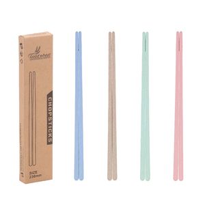 Chopsticks de palha de trigo de cor sólida Ambiente Ambiental antiderrapante antiderrapante plástico doméstico mesa de mesa quadrada pauzinhos 23cm