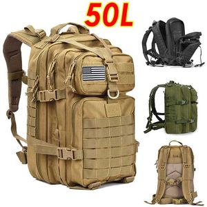 50L stor kapacitet män armé militär taktisk ryggsäck 3p softback utomhus vandring camping ryggsäck jakt camping resa väska 220104
