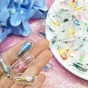 50pcsTransparent Capsule Shell Plastic Pill Container Medince Cases Bottle Splitters Figurines DIY Accessories Y211112