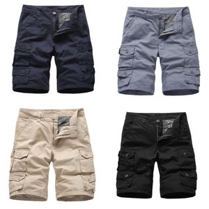 Aiopeson 2021 Nowy Męski Plaża Spodnie Cargo 100% Bawełna Casual Spodenki Kombinezony Multi-Pocket Solid Color Sports Men X0628