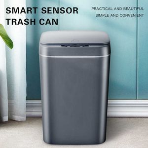 16L intelligent papperskorgen kan automatisk sensor soptin smart elektrisk avfall bin hem skräp för kök badrum sopor 210728