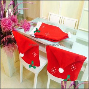 Chair Ers & Sashes Home Textiles Garden Christmas Cap Santa Clause Hat Snowflake Red Dinner Protector Banquet Holiday Festival Decor Drop De