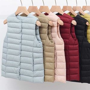 Kvinnors Varm Vest Spring Lightweight Padded Jackor Ultralight Winter Light Quilted Coats Puffer Woman Down Coat Lady Duck 211108