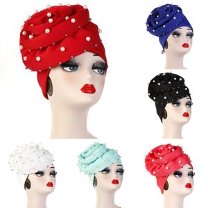 2021 Moda Fiori Perla Musulmana Turbante Donne Elegante Festa di Nozze Copricapi Hijab Cap Perdita di Capelli Bandane Musulmano Avvolgere la Testa