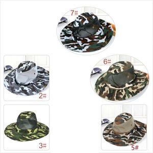 New camouflage sun net shade military hat breathable fishing hat man outdoor wide edge fisherman hat Mo12