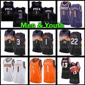 Sun Basketball Jersey Devin 1 Booker Chris 3 Paul Phoenixs Deandre 22 Ayton Jerseys Steve 13 Nash City Charles 34 Barkley 2021 2022 Men Youth Kids retro shirt Mesh