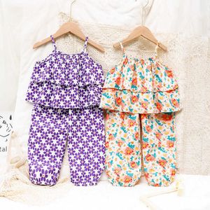 Maluch Dziewczyna Lato Ubrania Zestaw Mody Dzieci Odzież Garnitur Koreański Styl Południowy Baby Girl 2 PCS Ubrania Zestawy 210715
