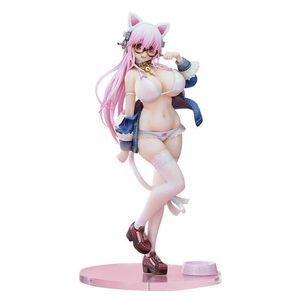 27CM Nitro Super Sonic Super Sonico White Cat Ver PVC Anime Sexy Girl Action Figure Toy Modle Doll Collection Toys Gifts Q0722