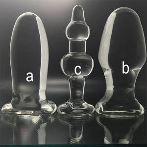 Transparent Glass Anal Plug Dildo Anus Dilator Expander Butt Pluggar Stora Big Buttplug Ass Sexleksaker för Kvinna 211108