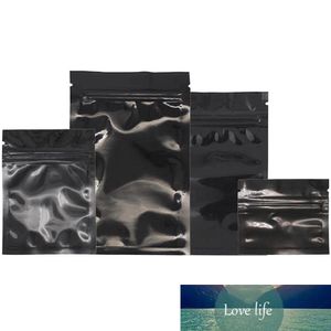 100 pçs / lote brilhante preto alumínio saco de alumínio auto selo reutilizável reutilizável rasgar malotes lisas para alimentos lanche chá feijão