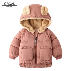 Croal Cherie Warm Kids Boysコート冬の綿のジャケットフリースの子供のパーカーが女の子のベルベットのベビー服211027