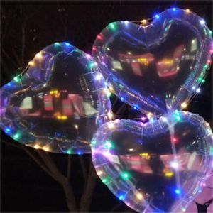 LED Lampeggiante Bobo Balloon Love Heart Star Shape Palloncini luminosi con 3M String Lights 70cm Pole per decorazioni per feste di nozze Giocattoli 500 Y2