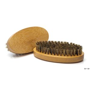 Natural Boar Bristle Brush Men's Beard Borstar Bärbar Bambu Badrum Facial Massage Rengöring Hushålls Skönhetsverktyg RRF13059