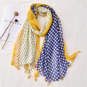 Kobiety Loop Loop Dot Double Color Tassel Wiskoza Szal Drukuj Wrap Pashmina Stole Bufandas Muzułmański Hijab Snood 180 * 90cm