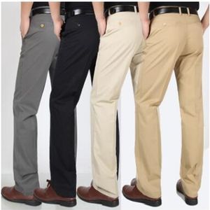 Cotton men's casual pants summer thin straight tube loose-fitting high-waisted trousers for middle-aged X0615