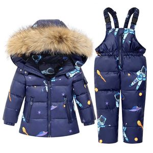 2Pcs Set Winter Children's Down Jacket Baby Girl Ski Suit Boy Outwear Coat Snowsuit For Babies Warm Infant Clothing 1-5 Years H0909